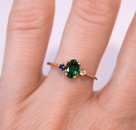Green and white stone ring deals