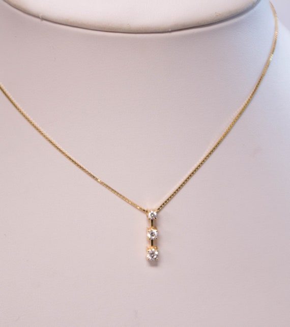 14K 3 Stone Diamond Pendant