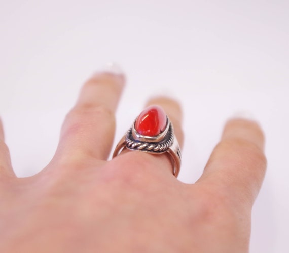 Sterling Silver Red Stone Ring - image 2