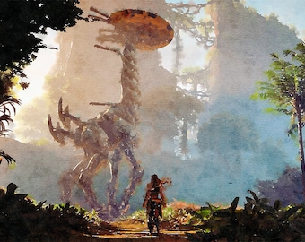 Horizon Game Art Poster, Watercolor Print