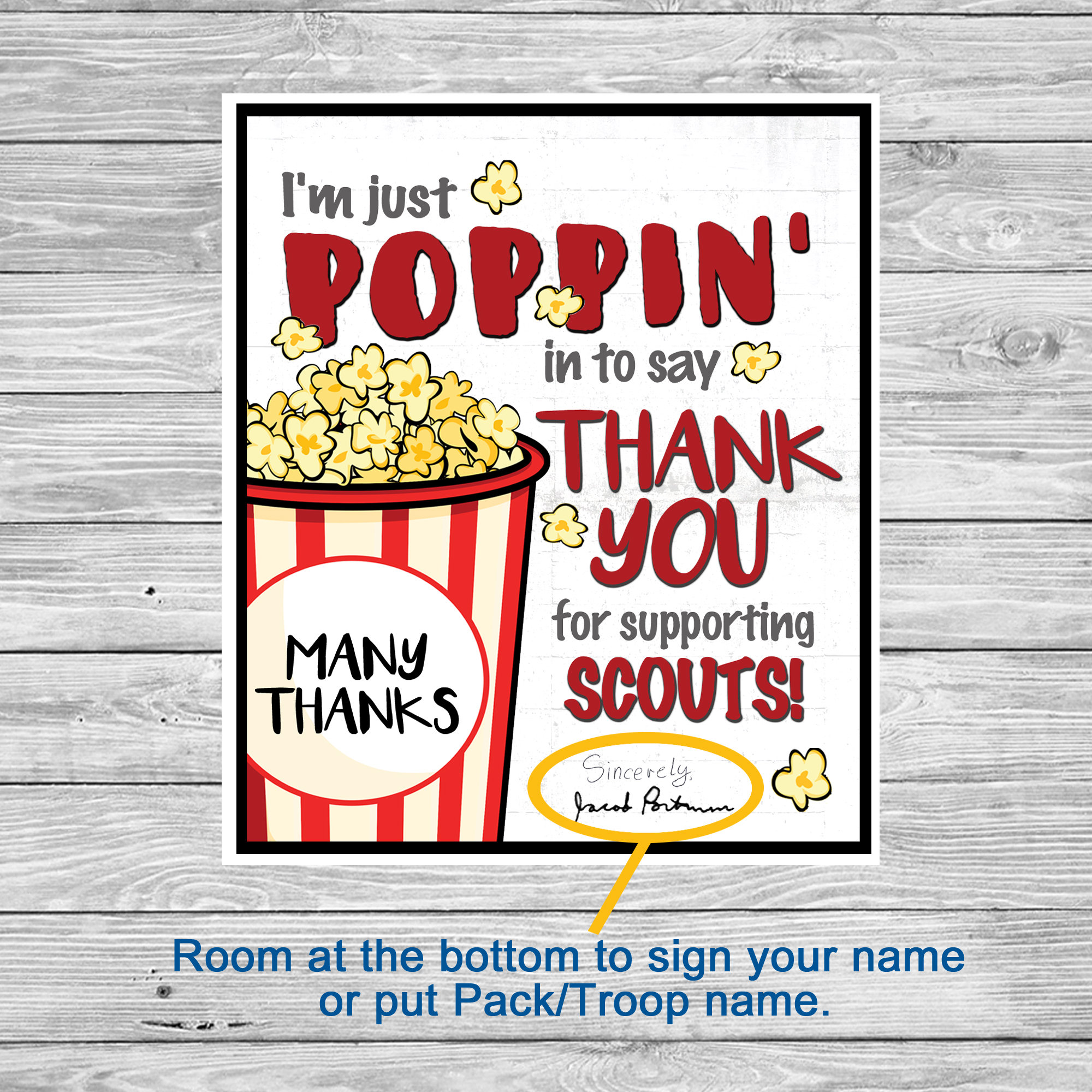 Popcorn Thank You Note Tags Etsy