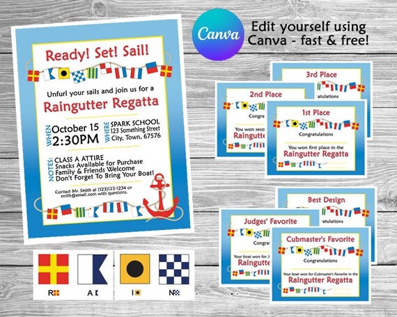 Raingutter Regatta Kit Cub Scouts Includes: Invite Awards &amp; - Etsy