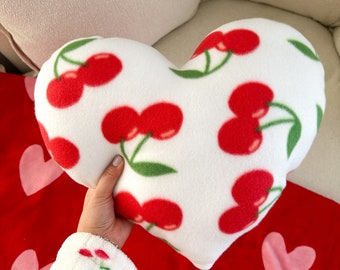 Cherry Heart Fleece Pillow