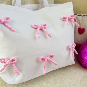 Coquette Bow Canvas Tote Bag