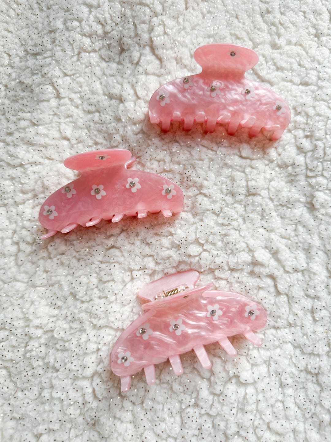 Blush Pink Daisy Rhinestone Claw Clip - Etsy