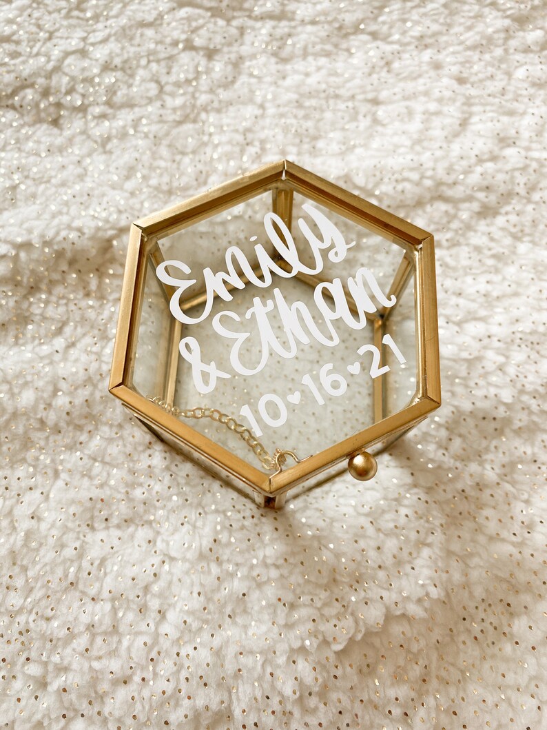 Custom Vintage Glass Jewelry Box Wedding Ring Box Mrs. Etsy