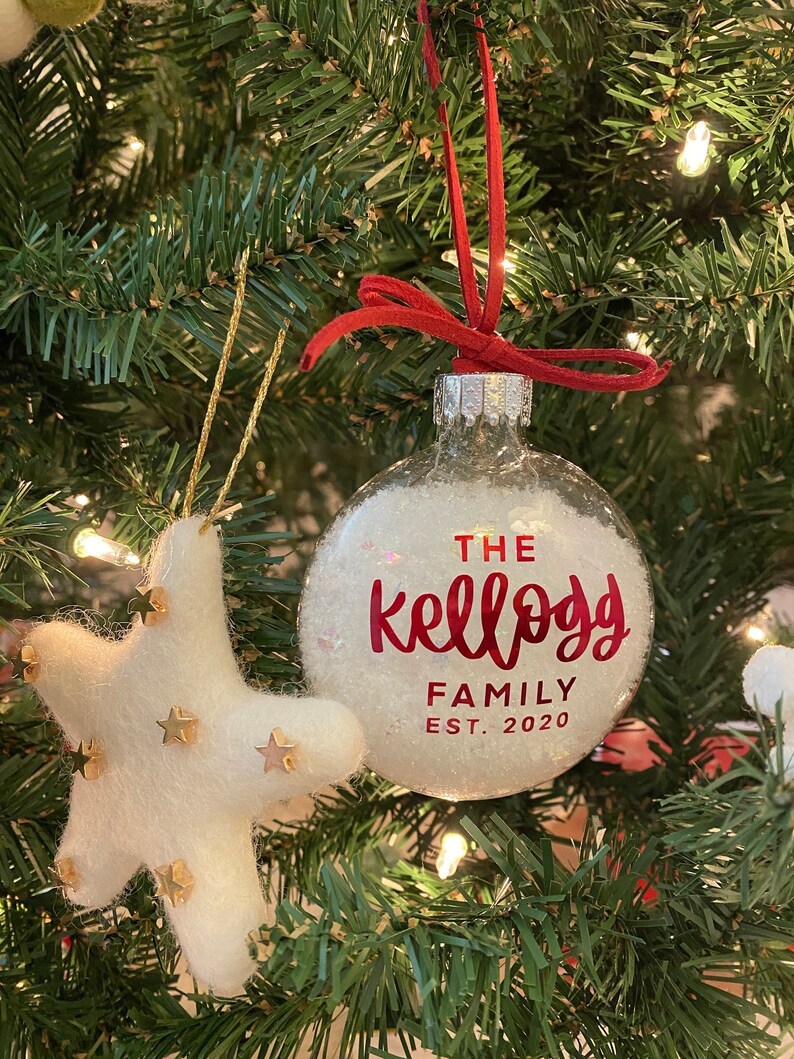 Custom Flat Disk Glass Christmas Ornament Our First Christmas Mr. & Mrs