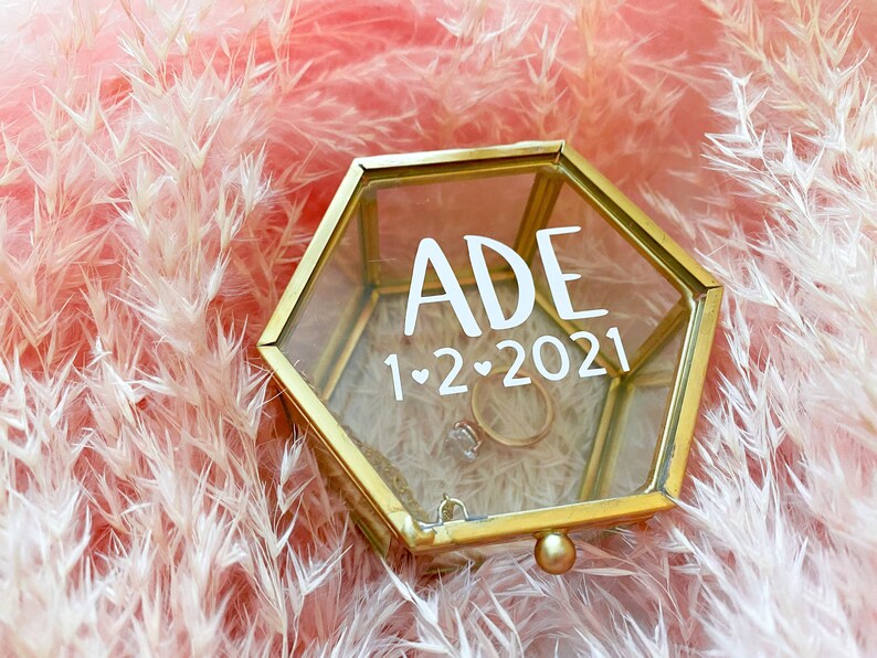 Custom Vintage Glass Jewelry Box Wedding Ring Box Mrs. Etsy