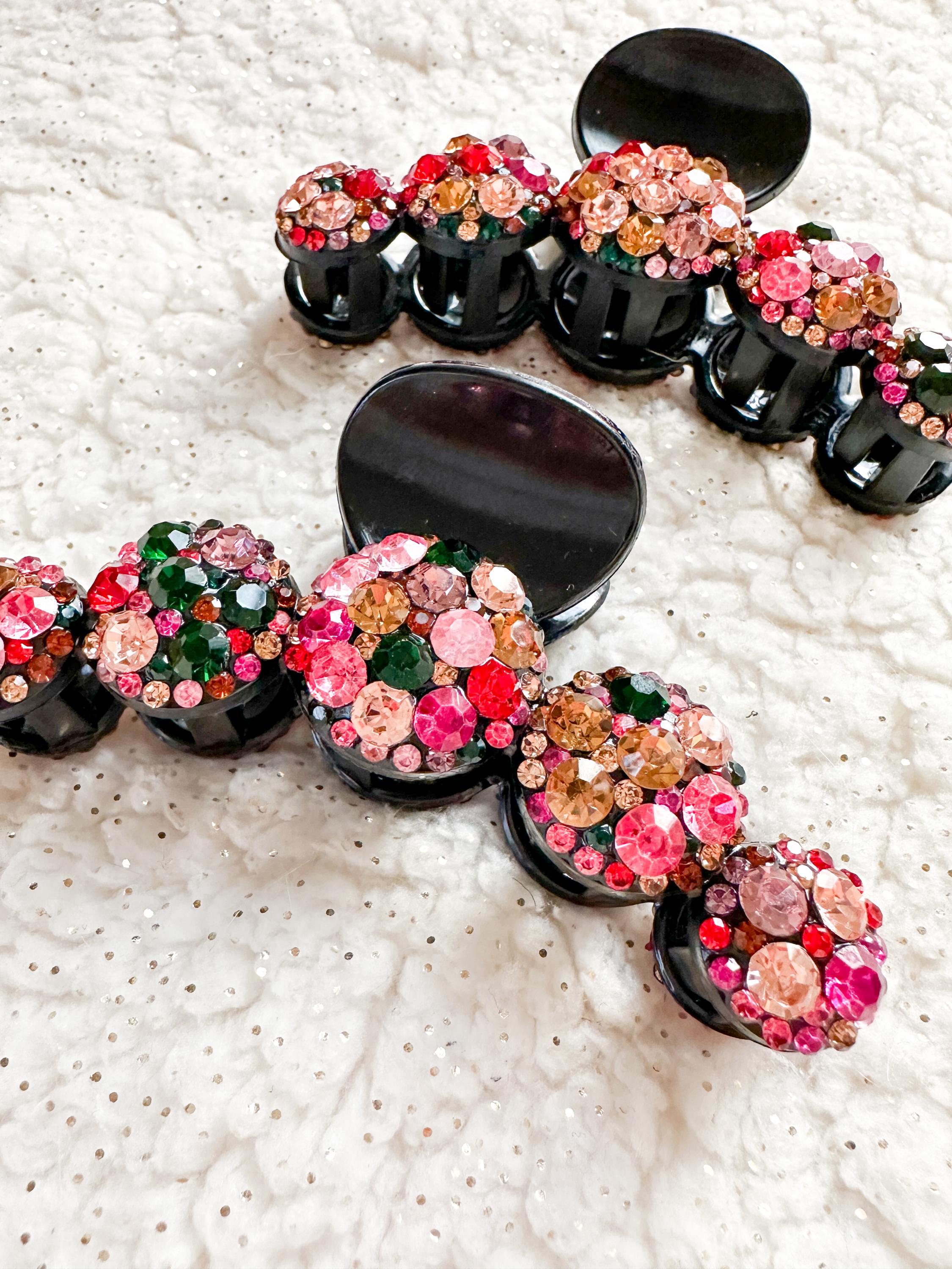 Colorful Rhinestone Hair Clips Set of 12 Multicolor Heart Design 4.5 Inche Equate Rainbow Hair Snap Clips 20 Count for Small Sections  main image 4