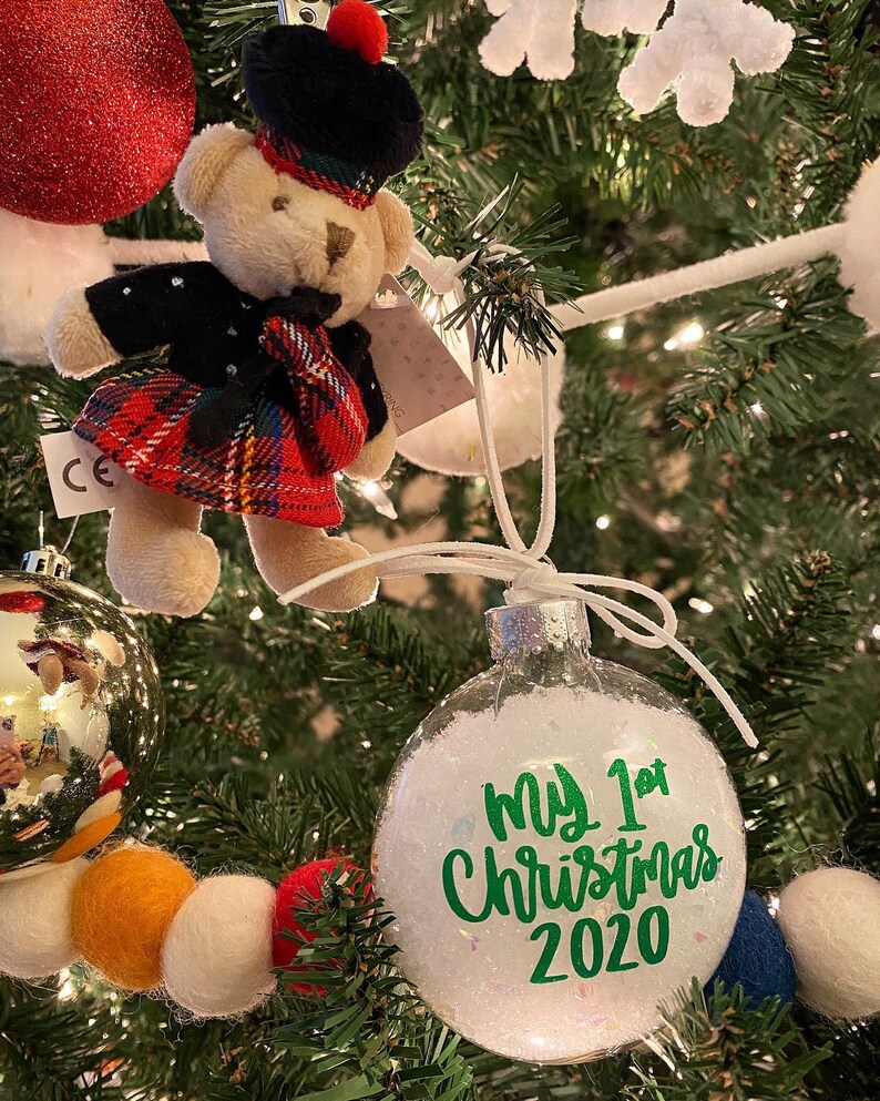 Custom Flat Disk Glass Christmas Ornament Our First Christmas Mr. & Mrs