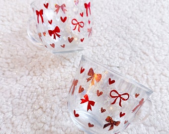 Bow Heart Glass Mug