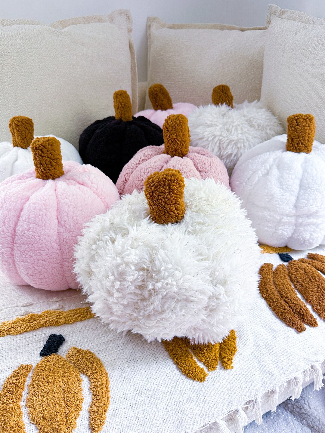 Fluffy Sherpa Pumpkin Pillow Etsy