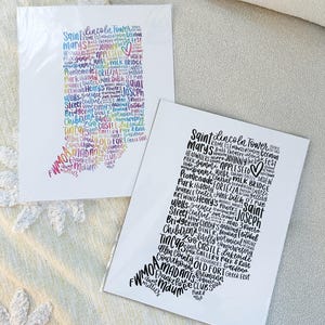 Fort Wayne Indiana Calligraphy | Art Print | 11&quot; x 14&quot;