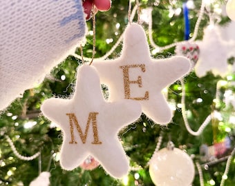 Felt Star Monogram Christmas Ornaments