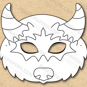 Monster #7 Mask Printable Coloring, Paper DIY For Kids And Adults. PDF Template. Instant Download. For Birthdays, Halloween, Party, Costumes