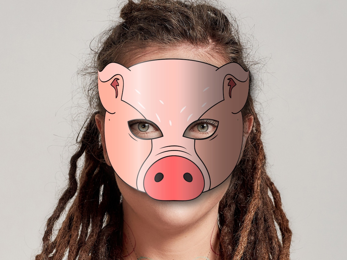 Pig Mask Printable, Paper DIY for Kids and Adults. PDF Template