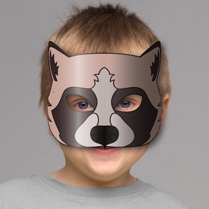 Raccoon Mask Printable, Paper DIY for Kids and Adults. PDF Template ...