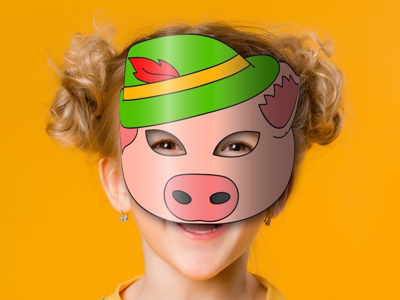 Pig 1 Mask Printable the Three Little Pigs, Paper DIY for Kids and Adults. PDF Template. Instant ...