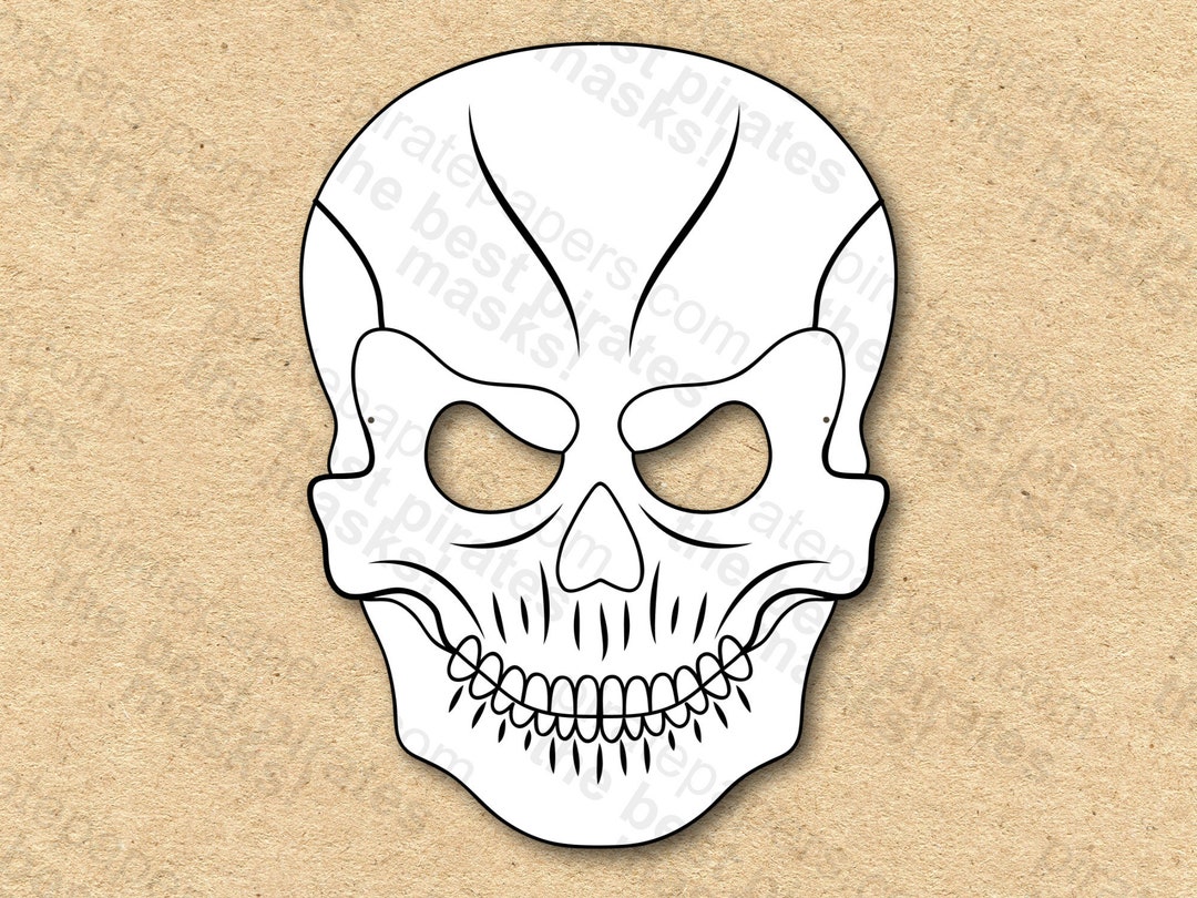 Skull Mask Printable Coloring Paper DIY for Kids and Adults. Etsy