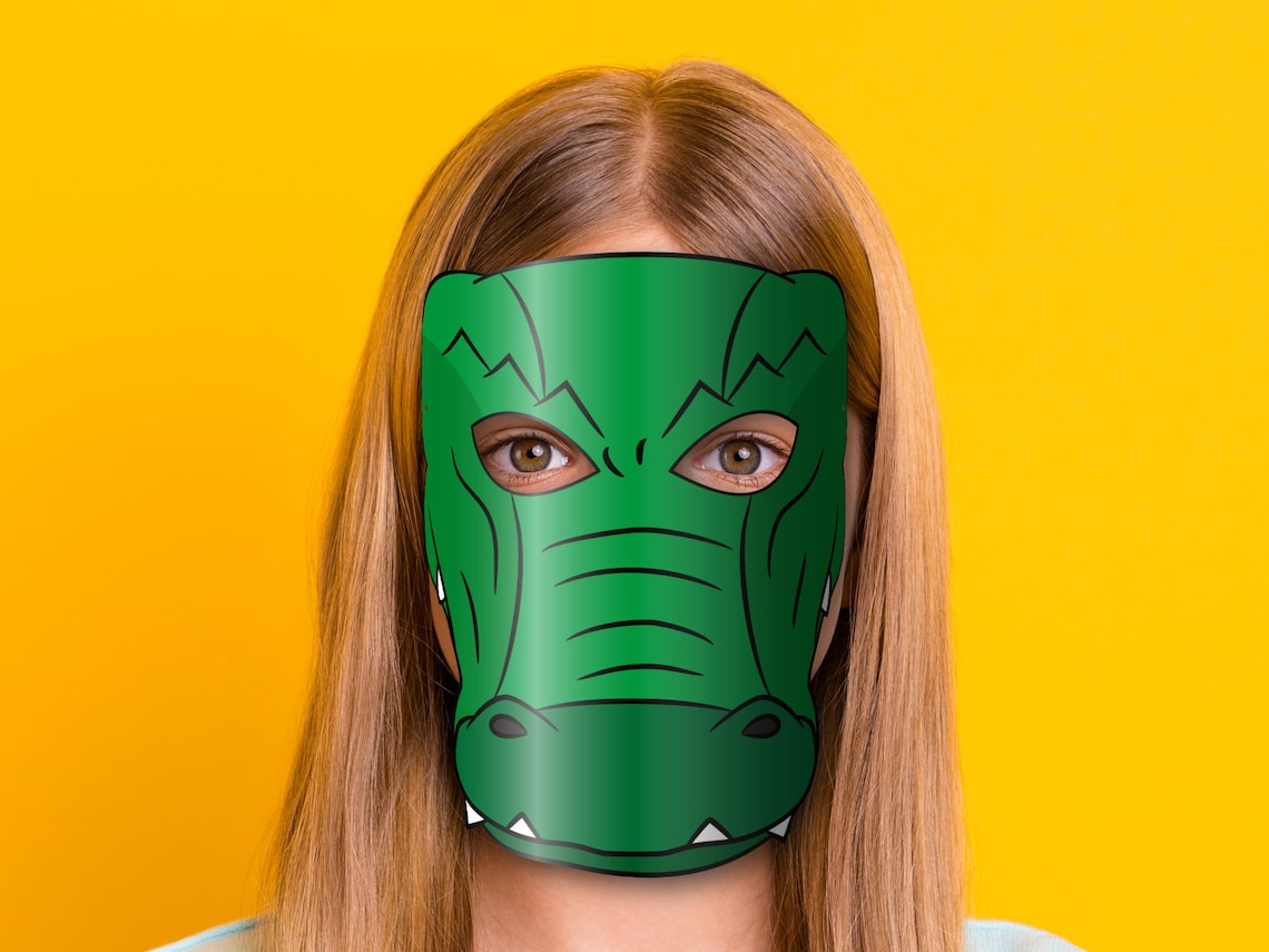 Crocodile Mask Printable, Paper DIY for Kids and Adults. PDF Template ...