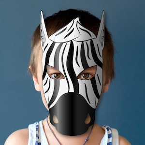 Zebra Mask Printable, Paper DIY for Kids and Adults. PDF Template. Instant Download. for ...