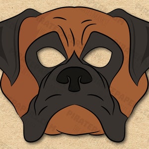 Dog Boxer Mask Printable Breed, Paper DIY For Kids And Adults. PDF Template. Instant Download. For Birthdays, Halloween, Party, Costumes.