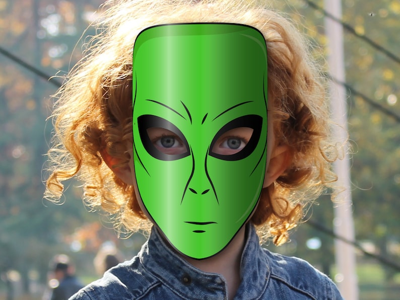 Alien Mask Printable, Paper DIY for Kids and Adults. PDF Template