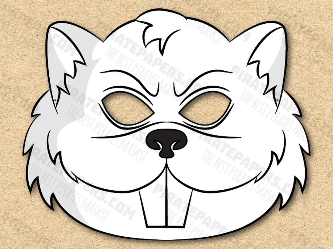 Beaver Mask Printable Coloring, Paper DIY for Kids and Adults. PDF ...