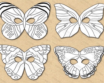 Butterfly Coloring Mask Page Printable Costume Halloween - Etsy