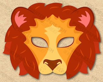 Lion Mask Printable, Paper DIY For Kids And Adults. PDF Template. Instant Download. For Birthdays, Halloween, Party, Costumes.