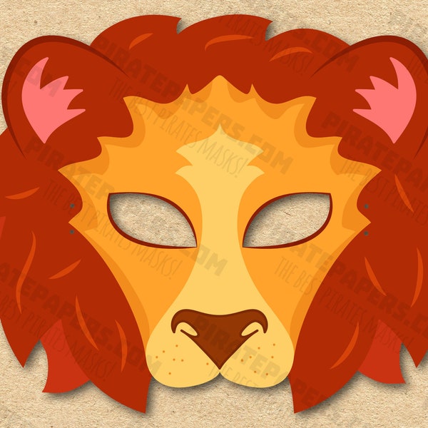 Lion Mask Printable, Paper DIY For Kids And Adults. PDF Template. Instant Download. For Birthdays, Halloween, Party, Costumes.