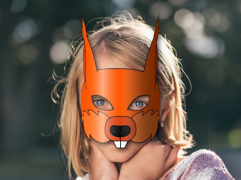 Squirrel Mask Printable, Paper DIY for Kids and Adults. PDF Template. Instant Download. for ...