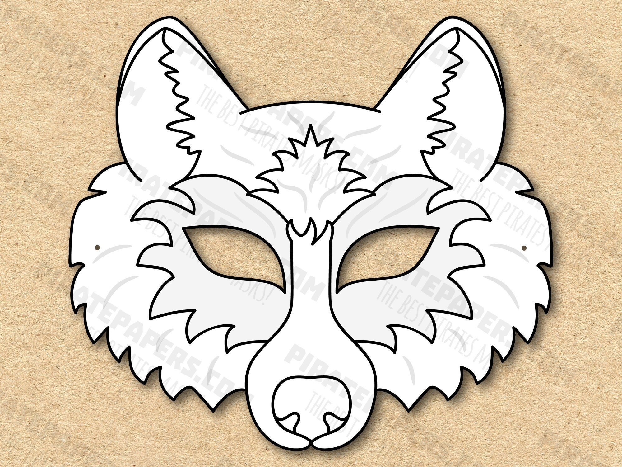 White Wolf Masks Printable Color + Coloring, Paper DIY for Kids and ...
