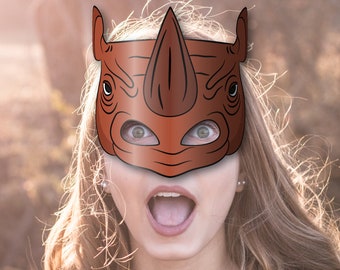 Rhino Masks Printable Color + Coloring, Paper DIY for Kids and