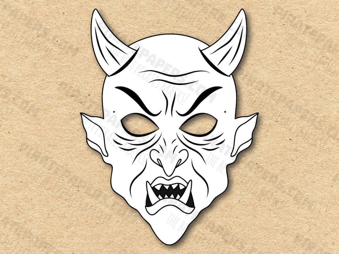 Scary Masks Printable Coloring, Creepy, Skull, Demon, Grim Reaper ...