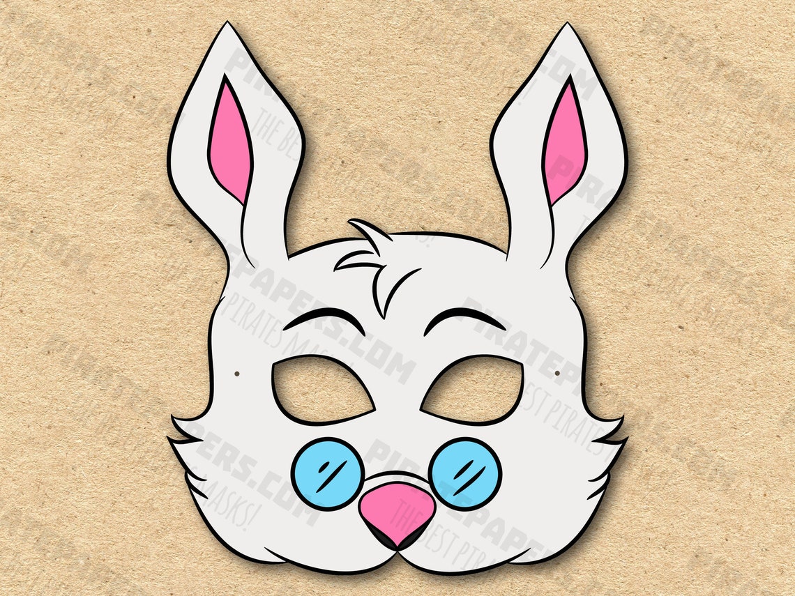White Rabbit Printable Mask For Kids