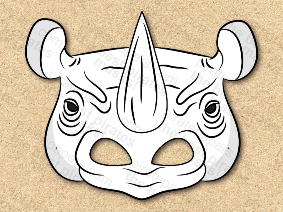 Rhino Mask Printable Coloring Paper DIY for Kids and Adults. - Etsy