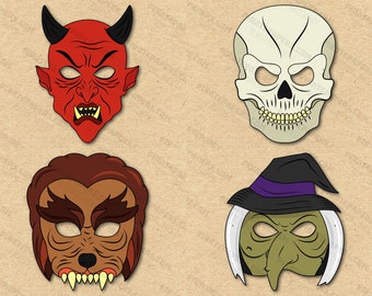 Maschera LED Horror Maschera LED Spaventosa Halloween - Volto Demone Psicopatico Con Luci, Widmann Milano Party Fashion Costume Halloween