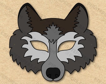 Wolf Mask Printable Wolf Costume Animal Mask Grey Wolf Masks Kids Mask Wolf Masquerade Wolf Halloween.