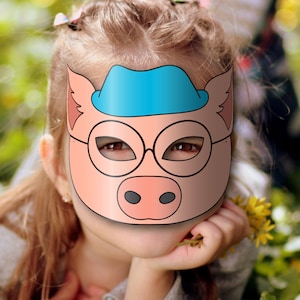 Pig #3 Mask Printable (the Three Little Pigs), Paper DIY for Kids and ...