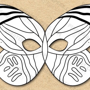 Maschera farfalla stampabile da colorare Nymphalidae, carta fai da te per bambini e adulti. Modello PDF. Download istantaneo. Compleanni, Halloween, feste.