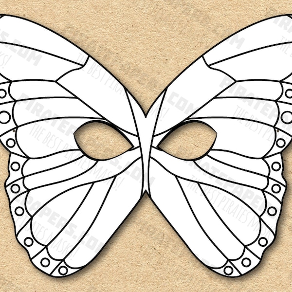 Butterfly Mask Printable Coloring Blue Morpho, Paper DIY For Kids And Adults. PDF Template. Instant Download. Birthdays, Halloween, Party.