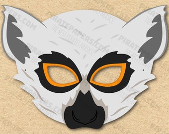 Lemur Mask Printable, Paper DIY For Kids And Adults. PDF Template. Instant Download. For Birthdays, Halloween, Party, Costumes.