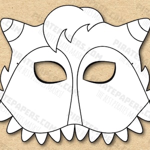 Monster #2 Mask Printable Coloring, Paper DIY For Kids And Adults. PDF Template. Instant Download. For Birthdays, Halloween, Party, Costumes