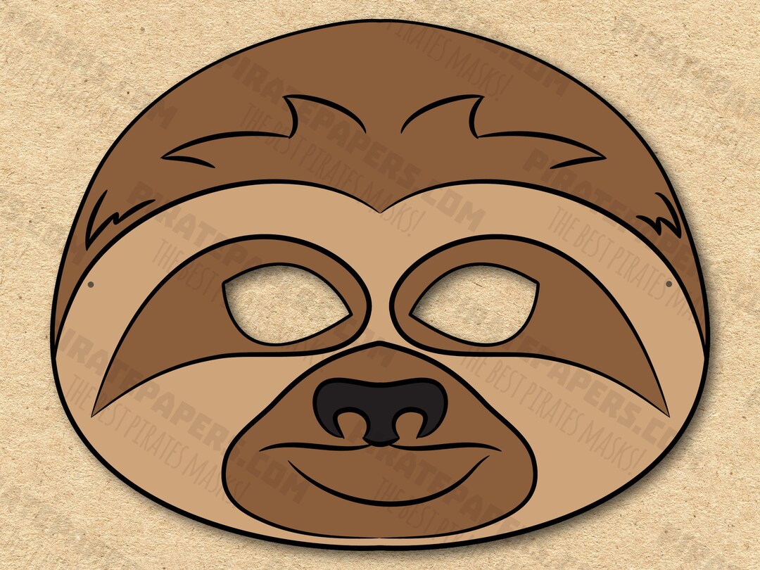 Sloth Mask Printable, Paper DIY for Kids and Adults. PDF Template ...