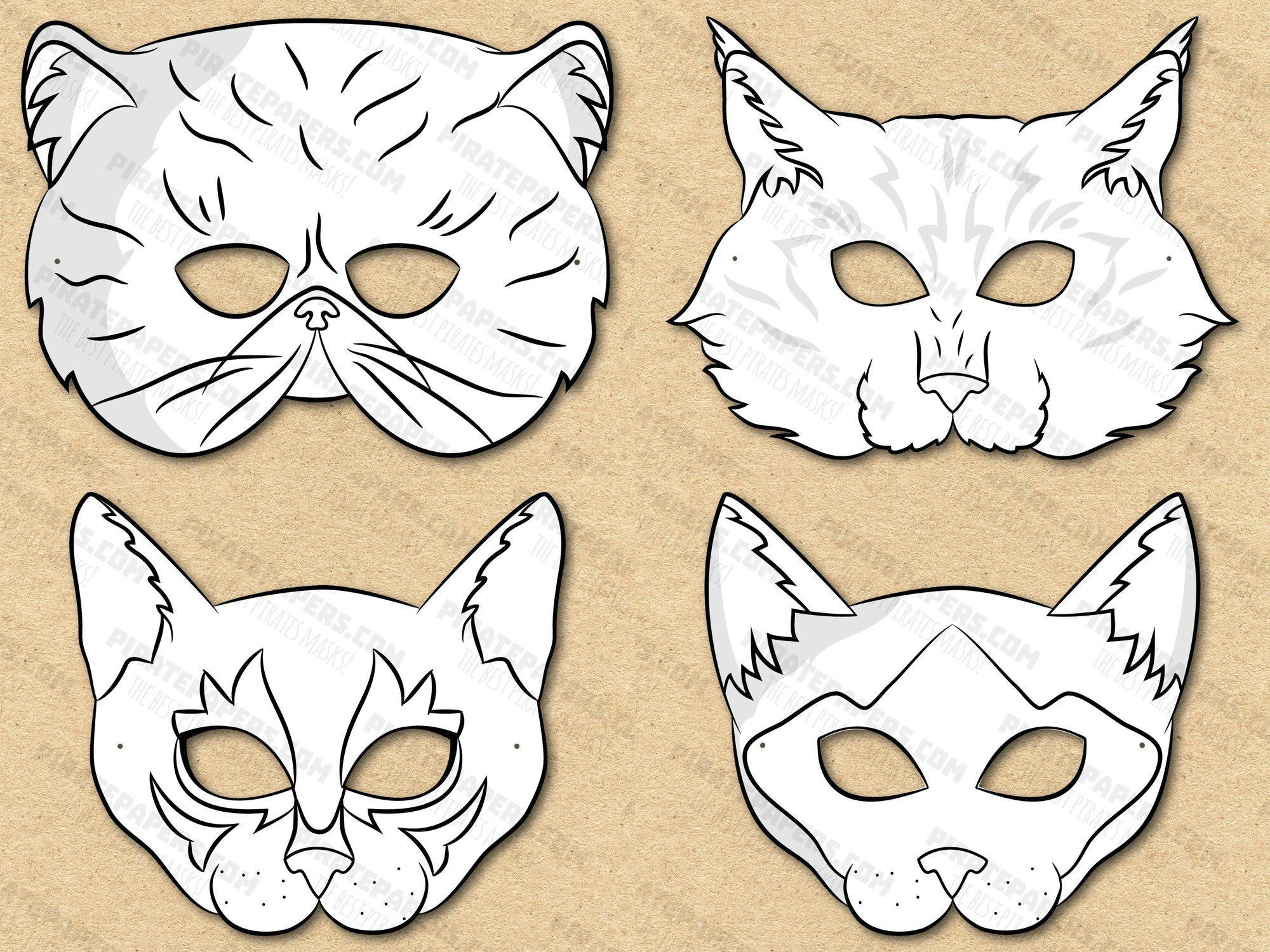 Cat Breeds Masks Printable Coloring, Persian Cat, Maine Coon Cat ...