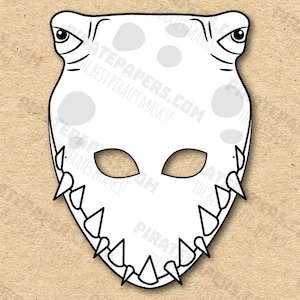 Dinosaur Liopleurodon Mask Printable Coloring, Paper DIY For Kids And Adults. PDF Template. Instant Download. Birthdays, Halloween, Party.