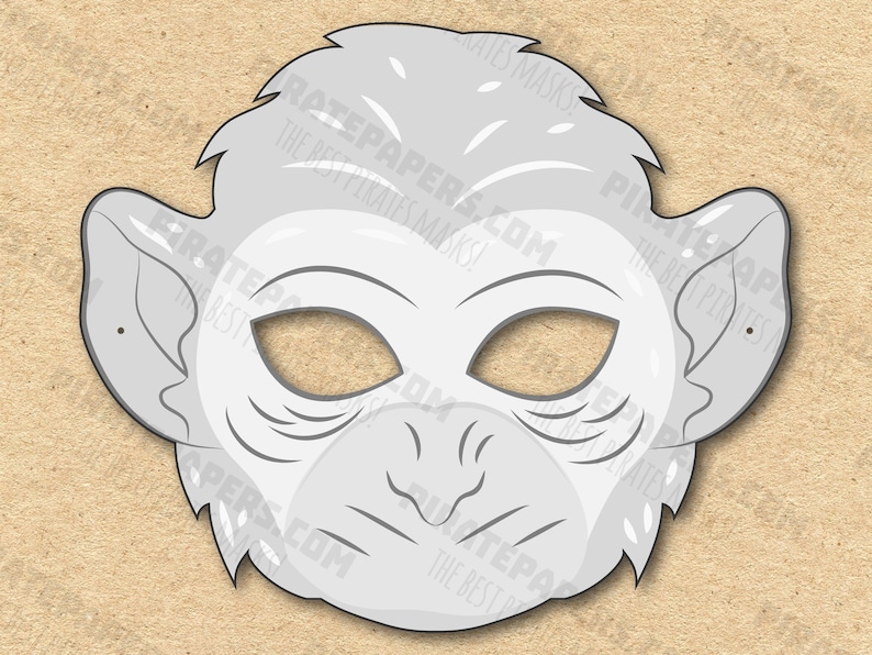 Jungle Animals Masks Printable Coloring, Lion, Monkey, Tiger, Elephant ...