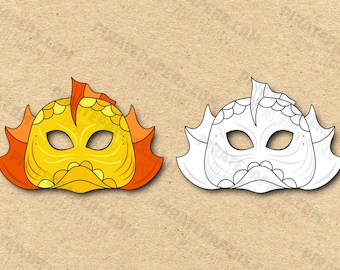 Fish Masks Printable Color + Coloring, Paper DIY For Kids And Adults. PDF Template. Instant Download. For Birthdays, Halloween, Costumes.