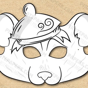 Dormouse Mask Printable Coloring (Alice in Wonderland), Paper DIY For Kids And Adults. PDF Template. Instant Download. Birthdays, Halloween.